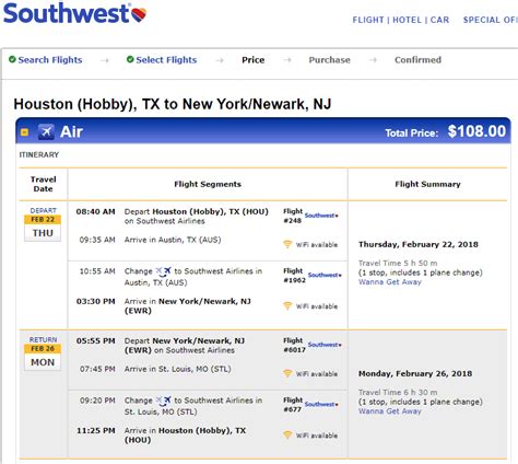 southwest houston to newark.